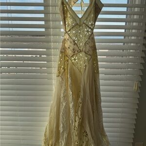 Free People Ivory Patchwork Dress